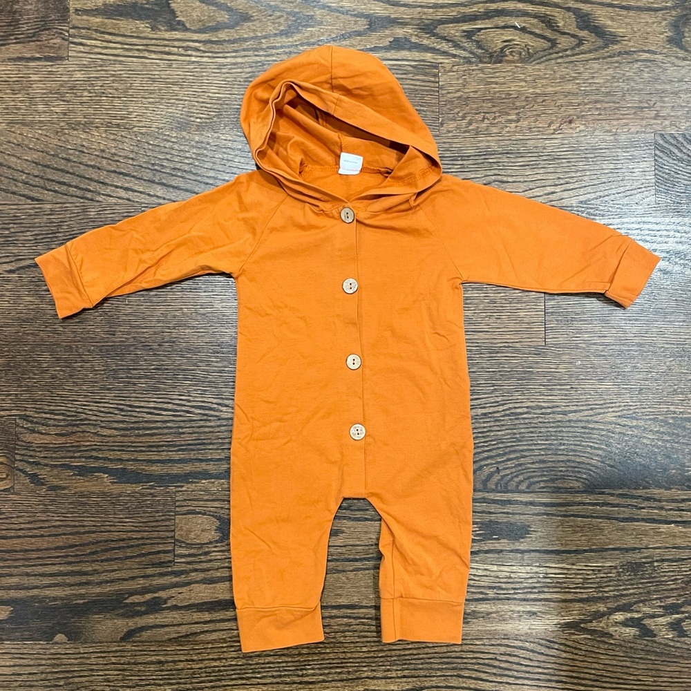 Orange Hooded Romper 6-9m